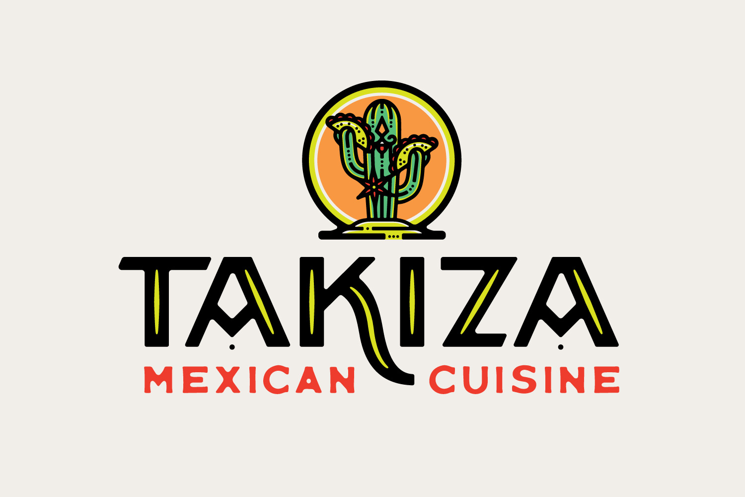 Takiza Mexican Cuisine logo with cream background